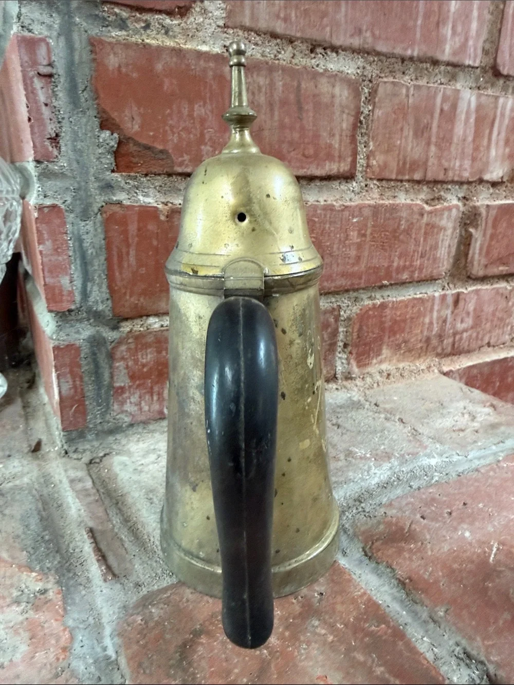 Antique Brass Coffee Pot with Black Handle